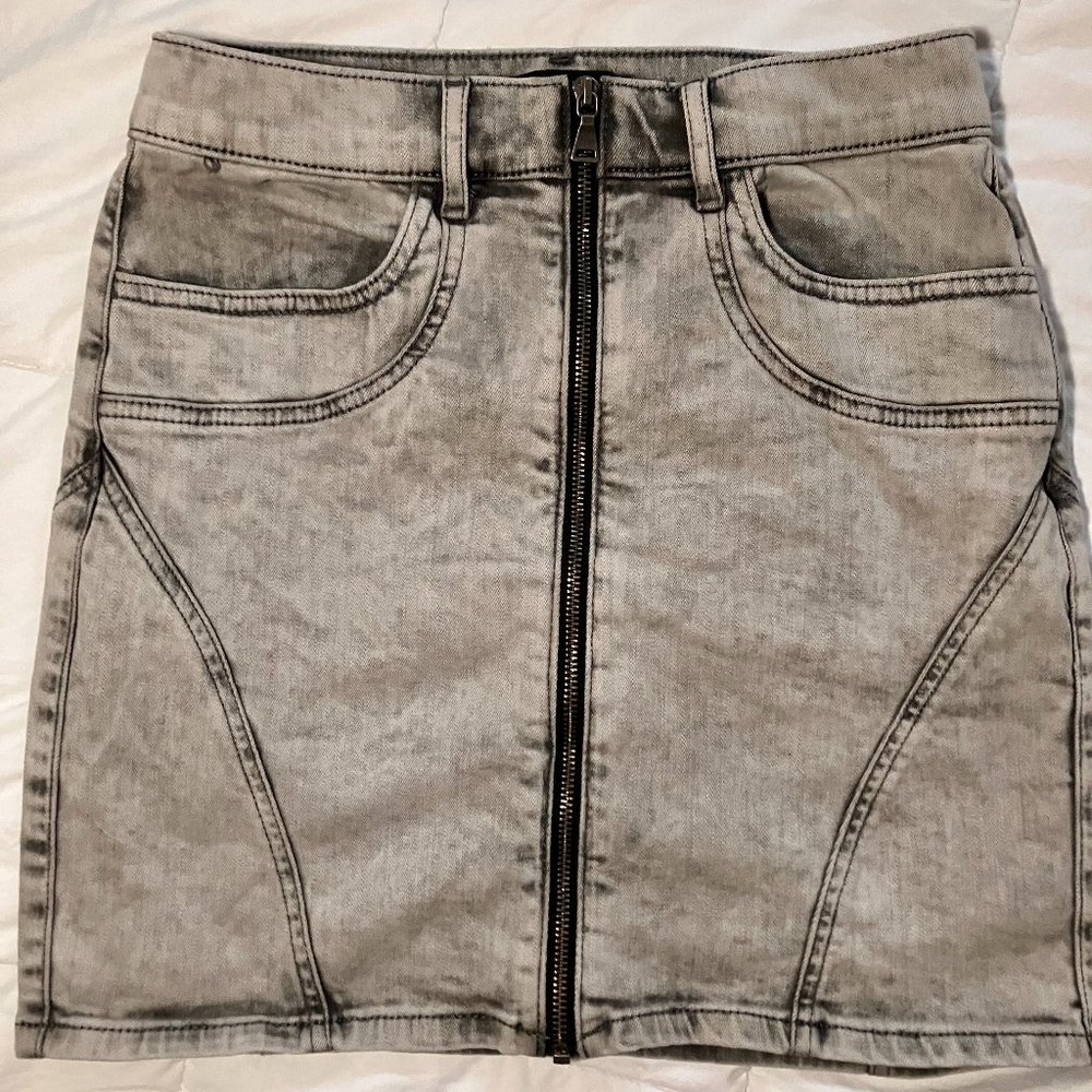 EXPRESS Acid Wash High Waisted Denim Skirt